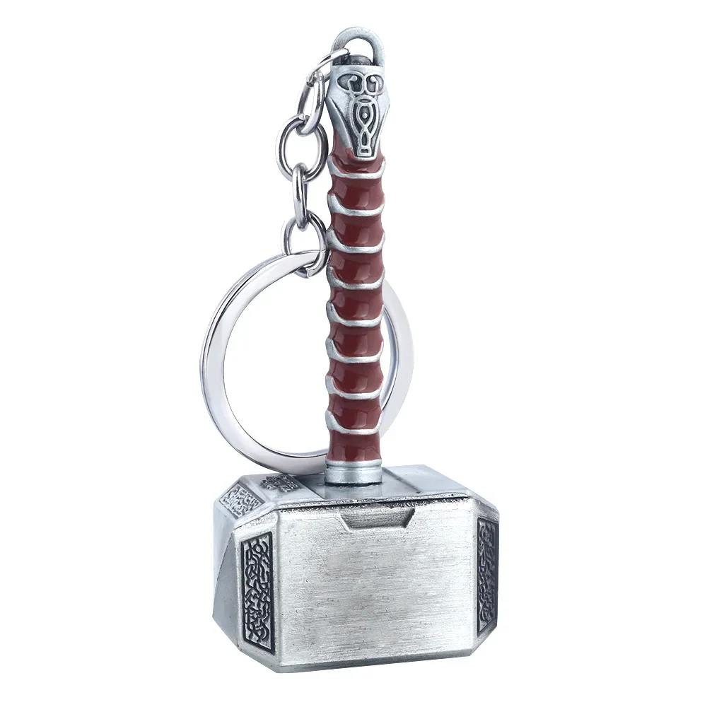 Metal Keychain Thor Hammer Movie Key Ring Cosplay Prop Key Holder For Fans Bag Ornament Car Pendant Gift