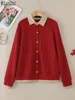 ZANZEA Casual Spring Autumn Sweater Elegant Fake Two-Piece Women Turn-down Collar Knitted Tops Long Sleeve Color Block Cardigans 4