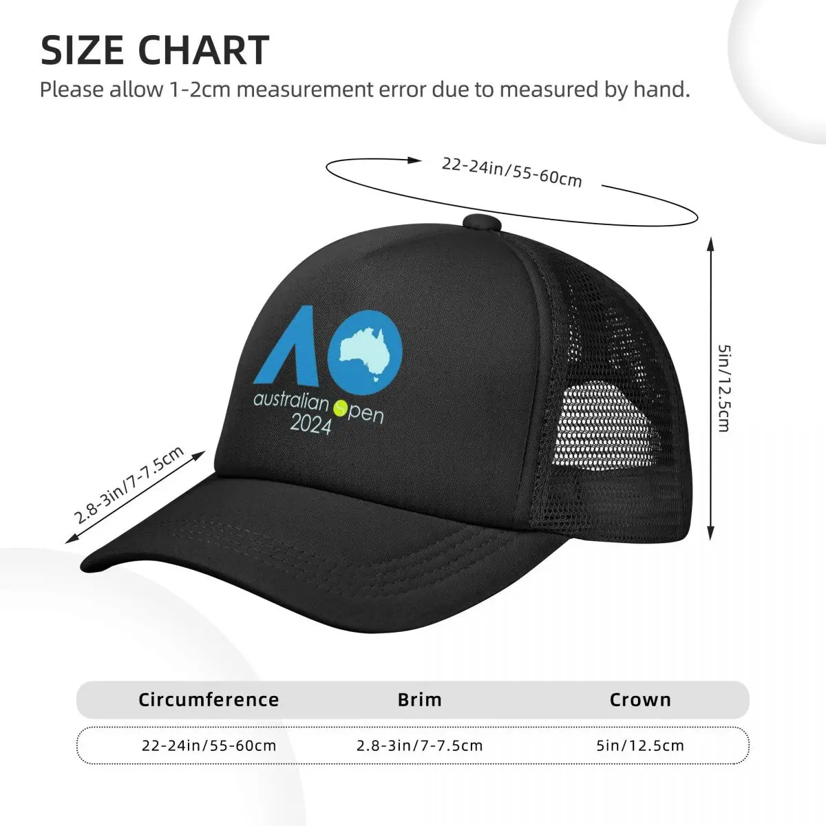 Unisex Cool 2024 AO Tennis Australian Open Trucker Hats Fashion Mesh Baseball Cap Hats Trucker Hat Breathable Sun Caps Autumn 3