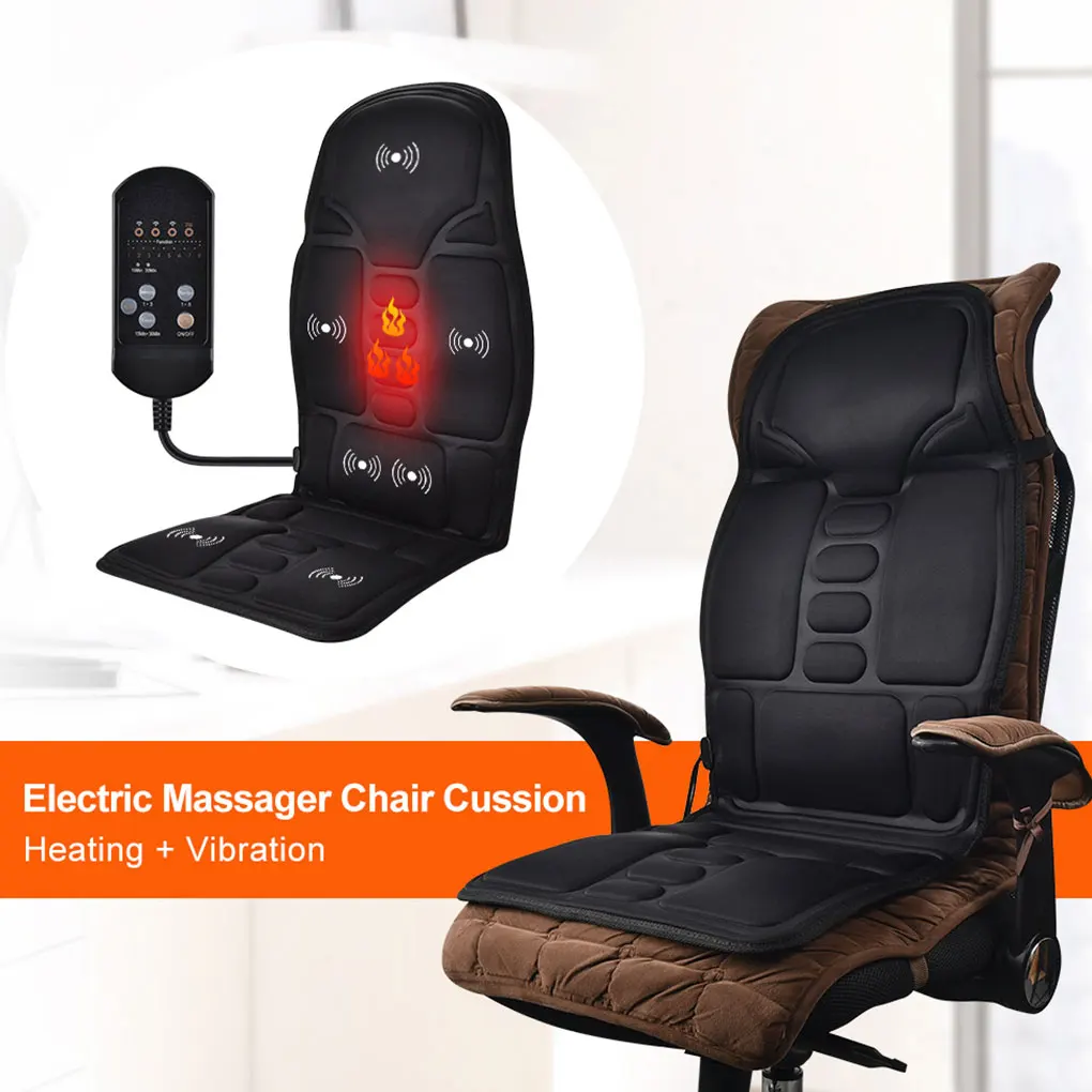 Electric Back Massager Infrared Full-Body Massage Chair Cushion Heating Vibrator Car Home Office Lumbar Neck Mattress Chair Mat
