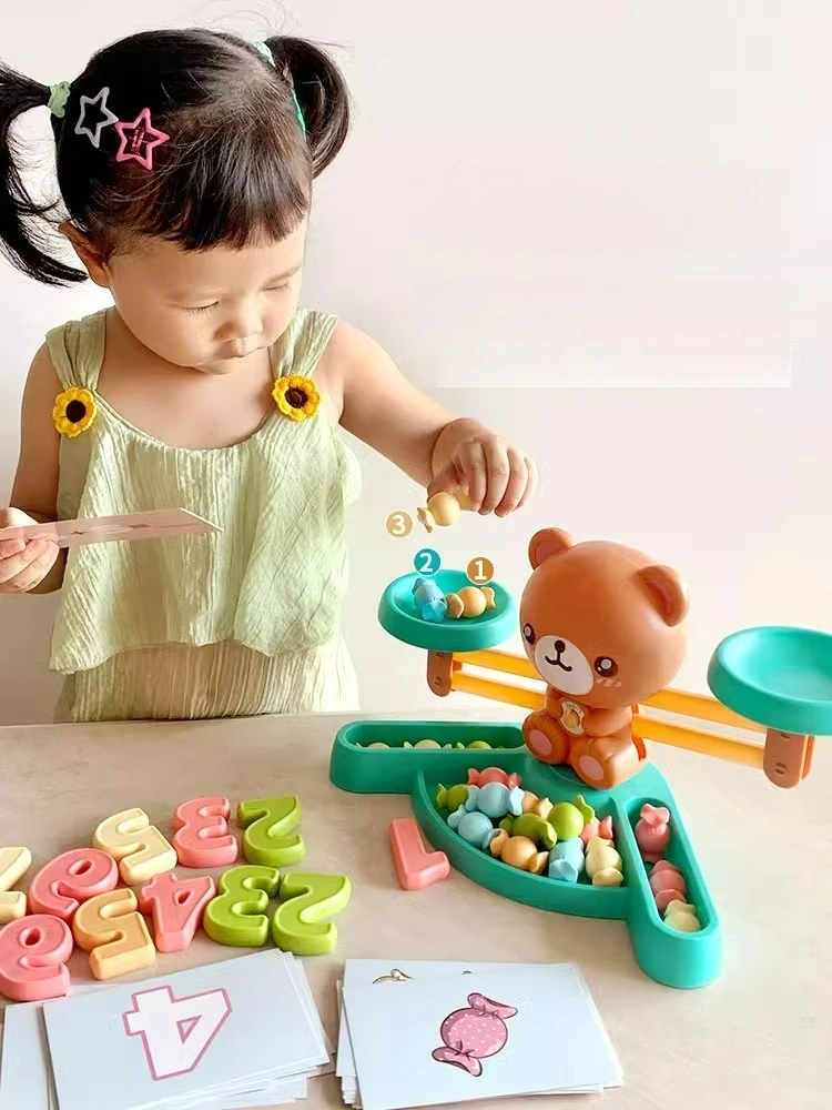 Montessori Math Toy Bear Balance Baby Montessori Educational Games Number Puzzle Toy Educational Learning Toys Teaching Material