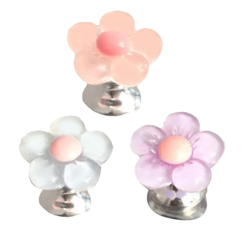 3pcs Flower Shape Self-Adhesive Toilet Press Button Nail Protector Bathroom Decor Accessories Water Tank Drain Buttons