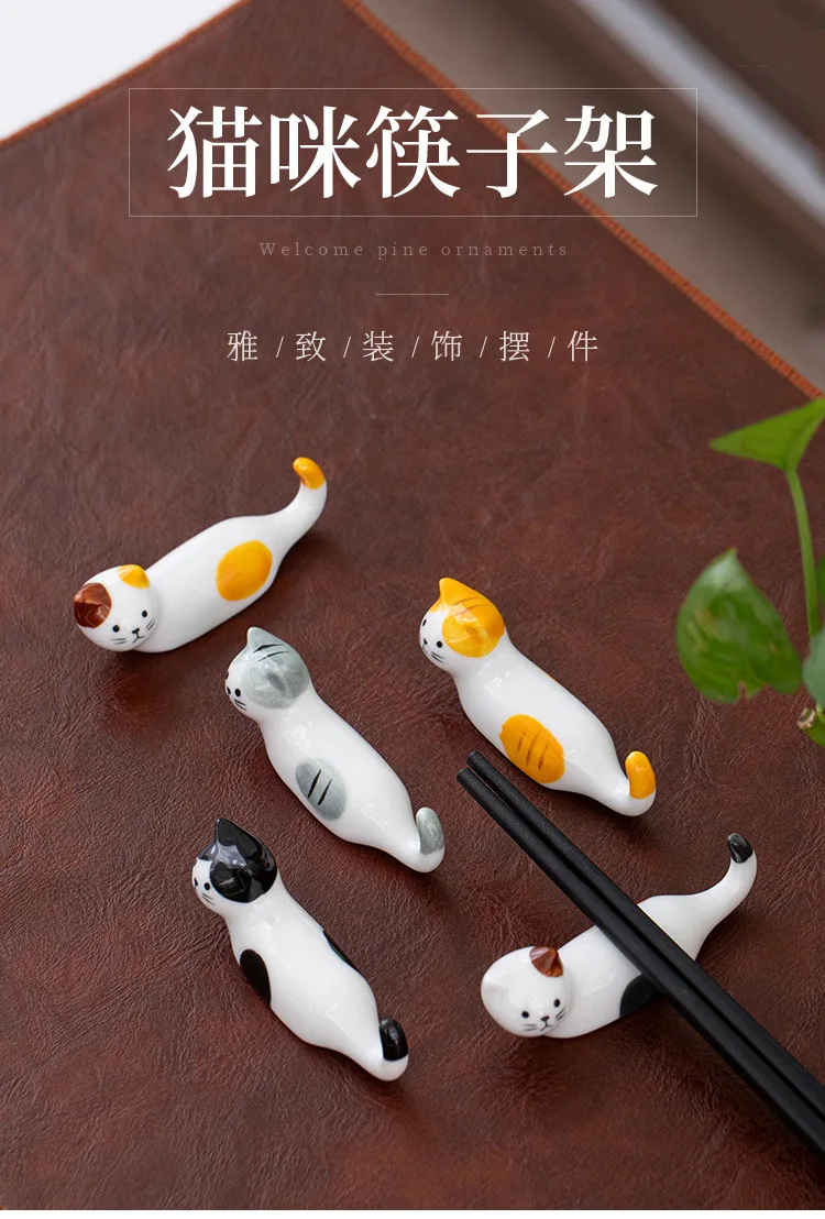 Description Picture 2 of item1pc Ceramic Chopsticks Pillow Chopstick Rest Home Decoration Cat Chopsticks Forks Holder Chopsticks Holder Spoon Holder