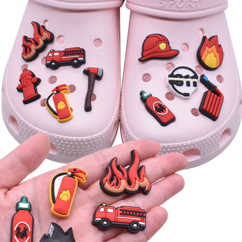 Hot Sale 1pcs PVC Fireman Accessories for Crocs Charms Men Badge Women Clogs Buckle Kids Pins Shoes Decoration Jeans X-mas Gift