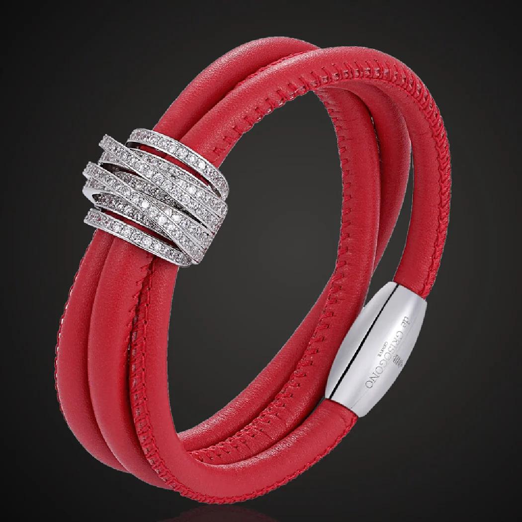 

Trendy adjustable Magnet leather zircon bracelet accessory For Wedding women's chain bracelet&bangle guangdong factory bijoux