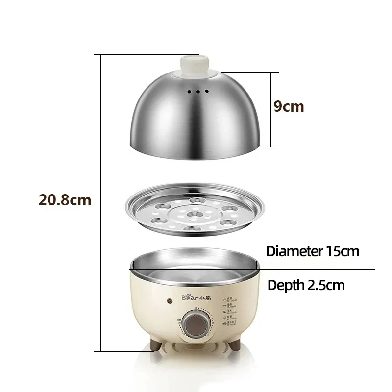 Egg Cooker Electric Egg Cooker BEAR Mini Household Electric Egg Steamer Boiler Automatic Multi Cooker Egg Custard Steaming Cooker With Timer