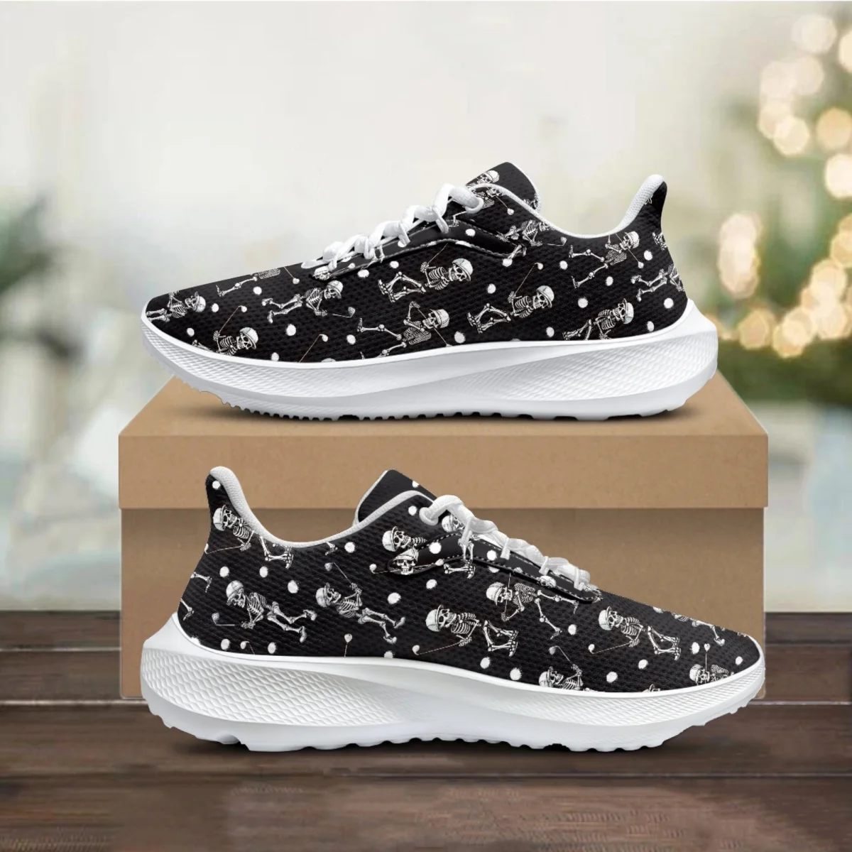 

Cartoon Skeleton Baseball Pattern Autumn Sneaker Outdoor Travel Breathable Unisex Shock Absorbing Running Shoe Print On Demand