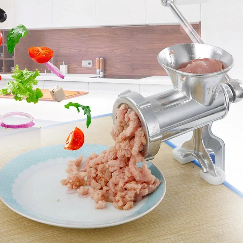 Description Picture 5 of itemNew Heavy Duty Hand Operated Manual Kitchen Meat Mincer Noodles Grinder Sausage Filler Fruit Vegetable Beef Sausage Pasta Maker