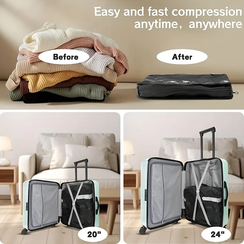 1pc Professional Luggage Vacuum Compression Bag, Reusable Vacuum Bag, Save 60% Space, Travel Vacuum Sealed Bag 6