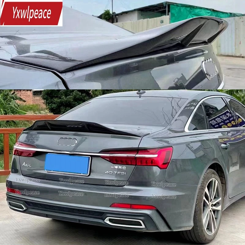 

R Style Real Carbon Fiber Rear Trunk Spoiler Trunk Wing Car Styling For Audi A6 C8 2019 2020 2021