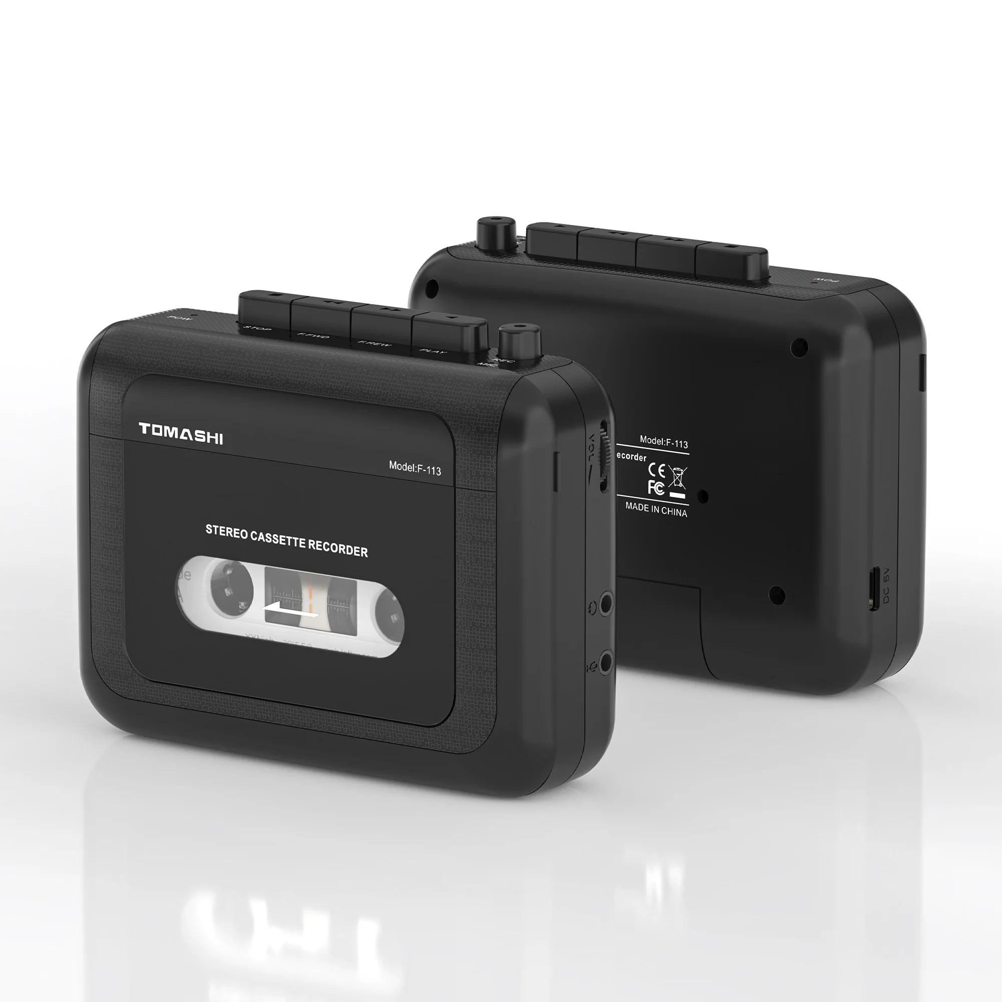 TOMASHI Portable Stereo Cassette Player Tape Recorder Walkman with Microphone Headphone Jack cassette player