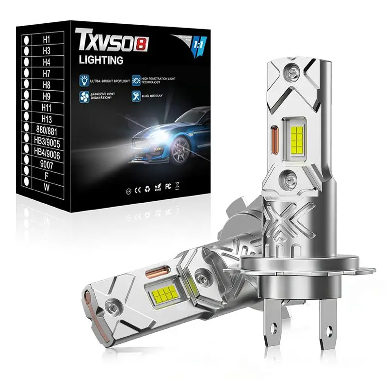H7 H1 LED 전구 자동차 헤드라이트 800000LM 600W CANBUS 미니 무선 램프 자동 스포트라이트 안개등 6000K 화이트12V 24V 플러그 앤 플레이