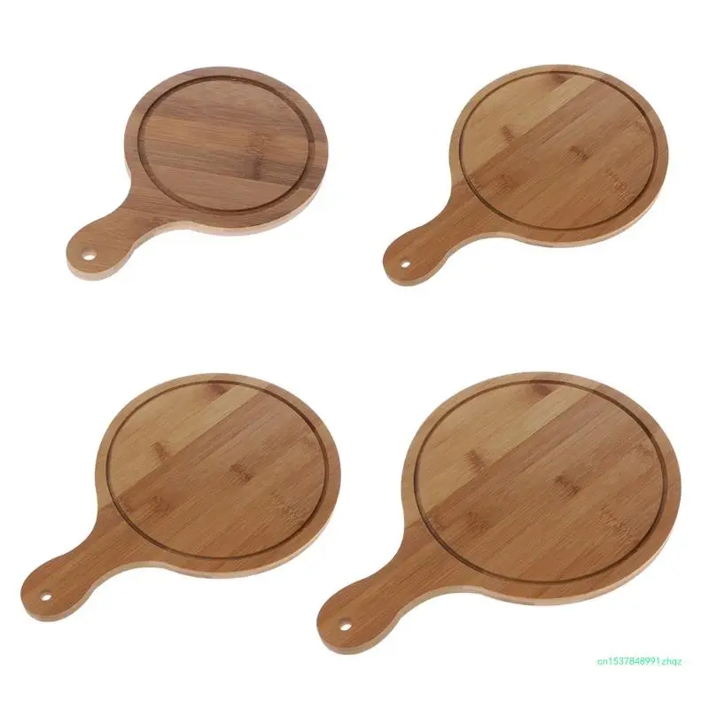 Durable Round Wooden Pizza Paddle Serving Board Making Peel Cutting Tray 4 Sizes