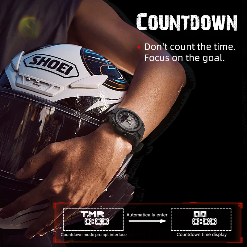 NORTH EDGE FORTRESS Men's Waterproof Sports Digital Watch with Stopwatch and World Time Function