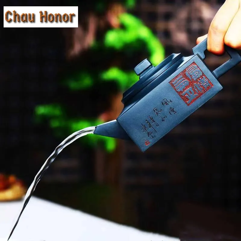 280ml Yixing Handmade Tea Pot High-End Purple Clay Teapot Raw Ore Azure Mud Kettle Chinese Tea Ceremony Customized Teapot