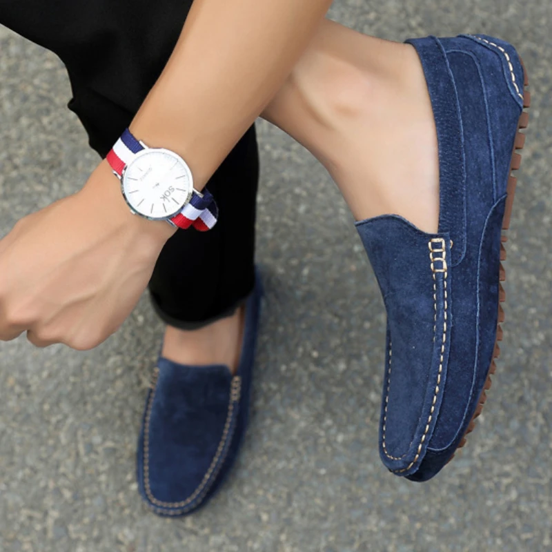 Herren Suede Leder Loafer Leichte Freizeitschuhe Slipper_voghion.com