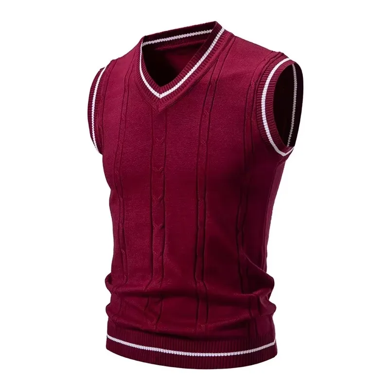 Autumn and Winter New Men's Warm Sweater Vest Fashionable Casual College Style  Knitted Sweater 3