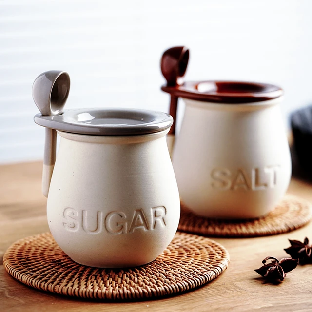 Ceramic Salt Jar & Spoon