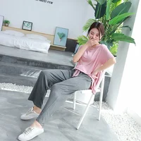 Summer  modal pajamas for women  thin section short-sleeved trousers suit two-piece loose comfortable pajama set  home service - Image 2