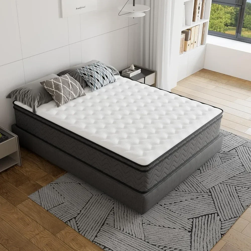 Queen Mattress, 10 Inch Innerspring Hybrid Mattress in A Box, Individually Pocket Coils for Motion Isolation & Cool Sleep 3