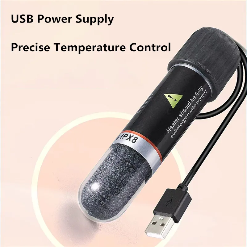 

USB Mini Aquarium Heating Rod 26 Degrees Constant Temperature Aquarium Small Fish Tank Heater Submersible Thermostat Heater 10W