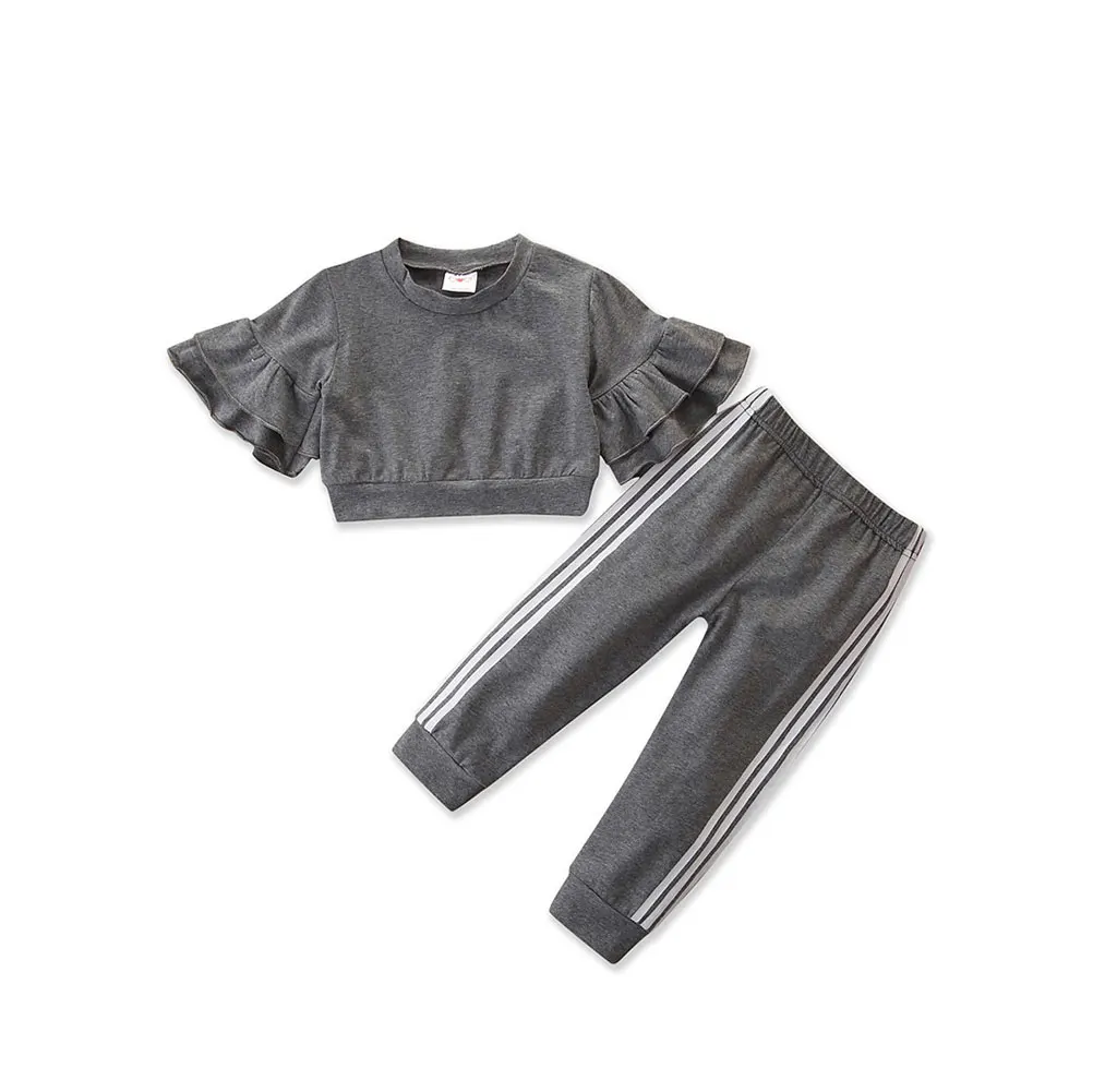 

Toddler Clothes Outfits Ruffled Short Sleeve Tops + Pant Set