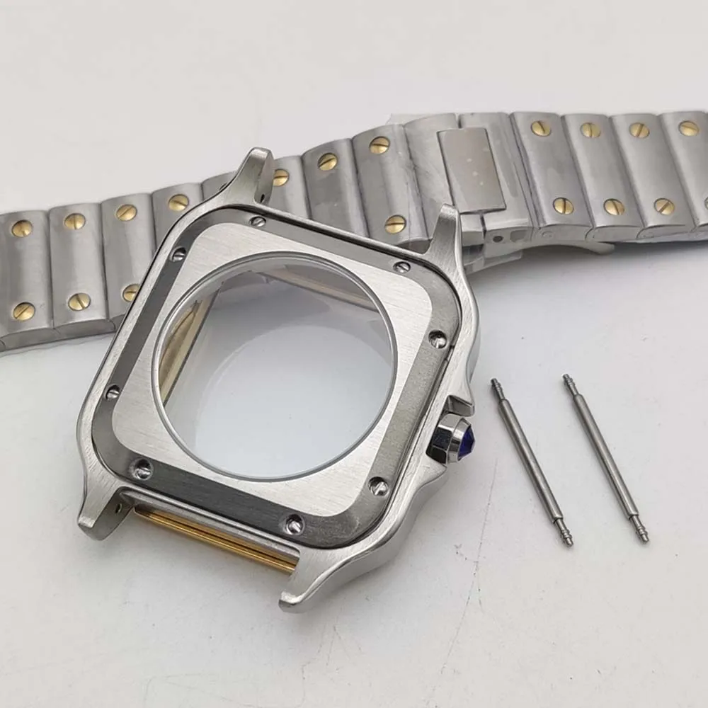 Men's New 38mm Automatic Mechanical Watch Case Fittings with Stainless Steel Strap for Calibre NH35 NH36 NH70, 27mm Dial