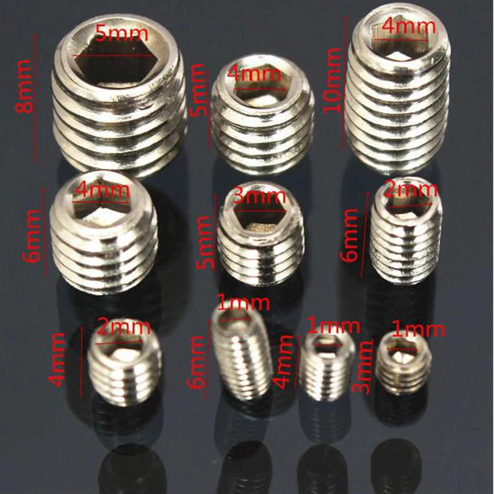 200pcs Stainless Steel Allen Head Socket Hex Grub Screws Fastening Screw Flat Assortment Set