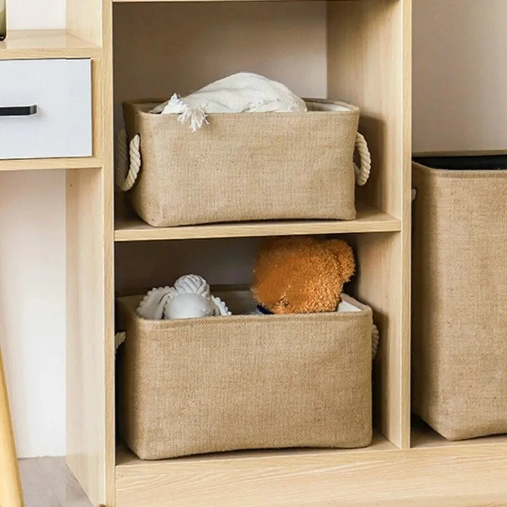 Storage Bins Collapsible Laundry Basket Rectangular Linen Toys Storage Box with Handle Portable Folding Storage Baskets Bedroom