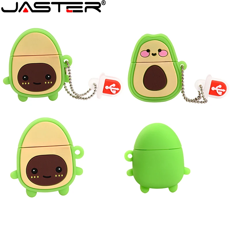 thumbnail image 1 of Memorias USB JASTER con forma de aguacate, llavero con forma de U con bonitos dibujos, regalo, memoria USB de 64 GB, memoria USB verde de 32 GB, 16 GB, 8 GB y 4 GB, 1 of 5