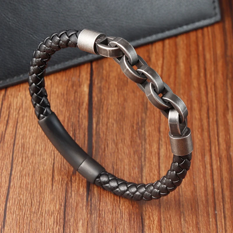 Bracciale in pelle Forma infinita Speciale modello popolare Bracciale da uomo per uomo Accessori per gioielli in acciaio inossidabile Regalo 2