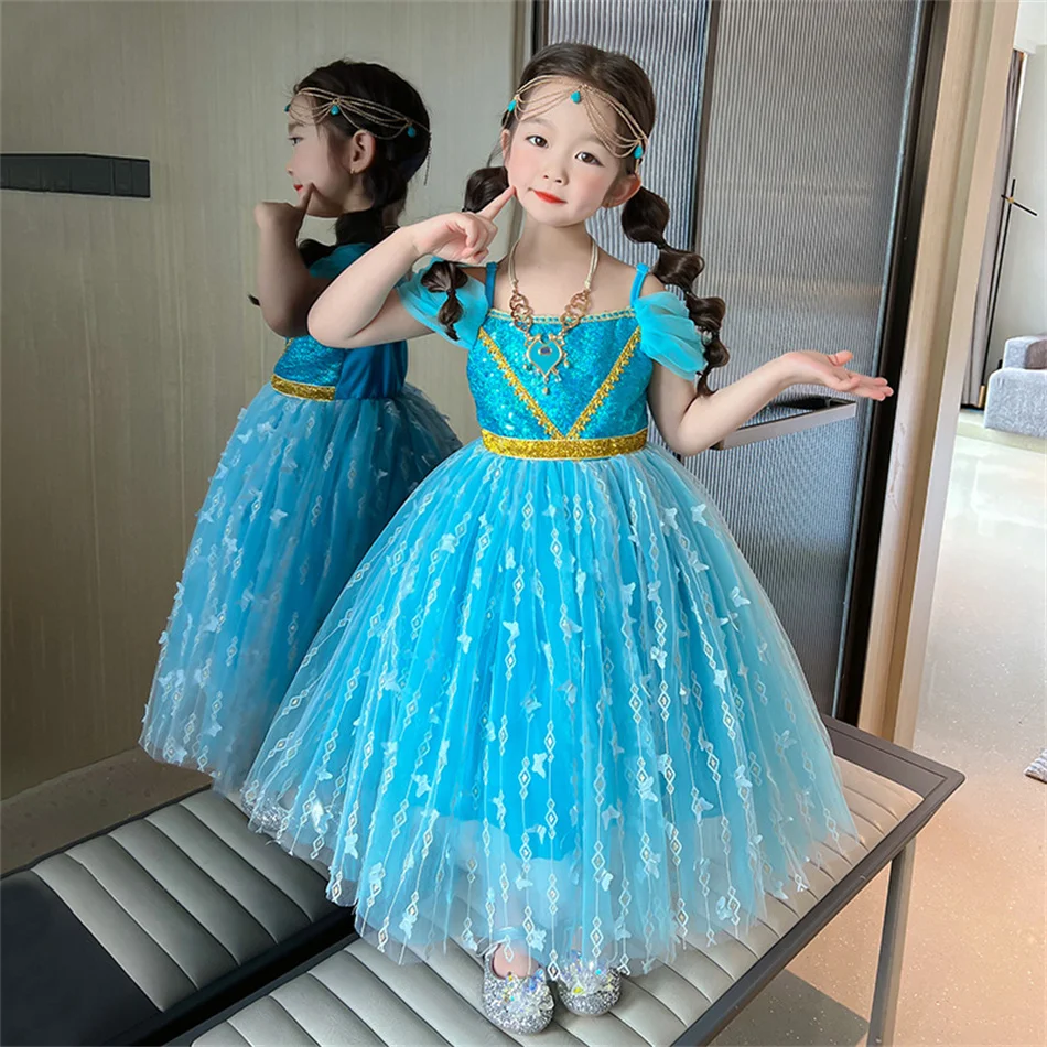 open lace back dress Amazon.com: Girls Jasmine Costume Arabian Princess Jasmine Cosplay Costume  with Headband Accessories Halloween Party Dress up Costume for Kids  (120(4-5T)) : Clothing, Shoes & Jewelry main image 0