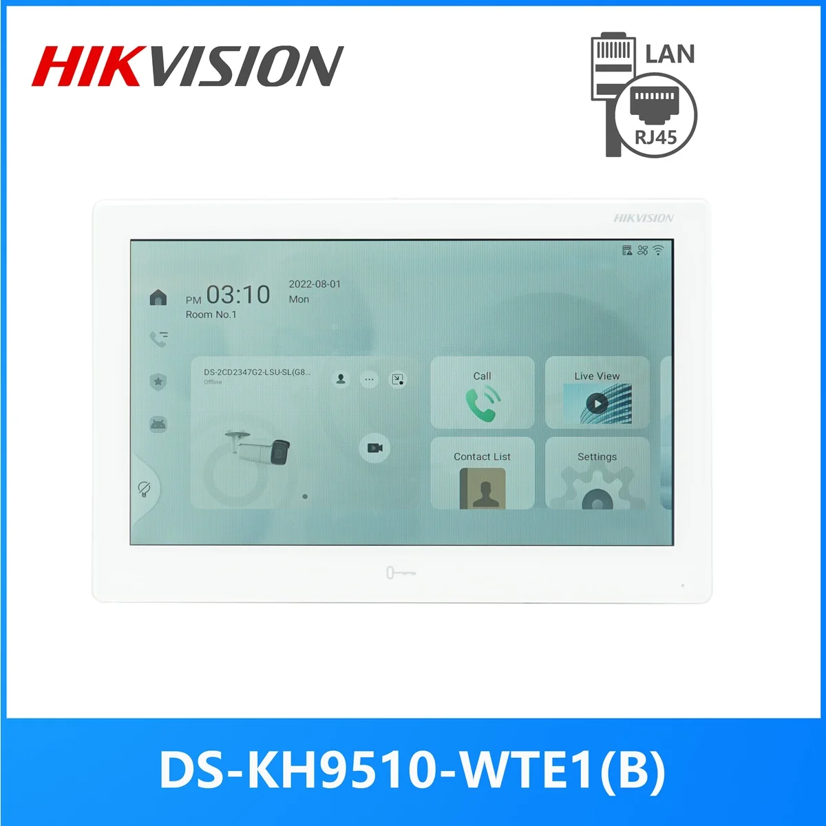 HIKVISION versione internazionale Monitor da interno DS-KH9510-WTE1(B) da 10 pollici, POE 802.3af, app Hik-connect, WiFi, videocitofono