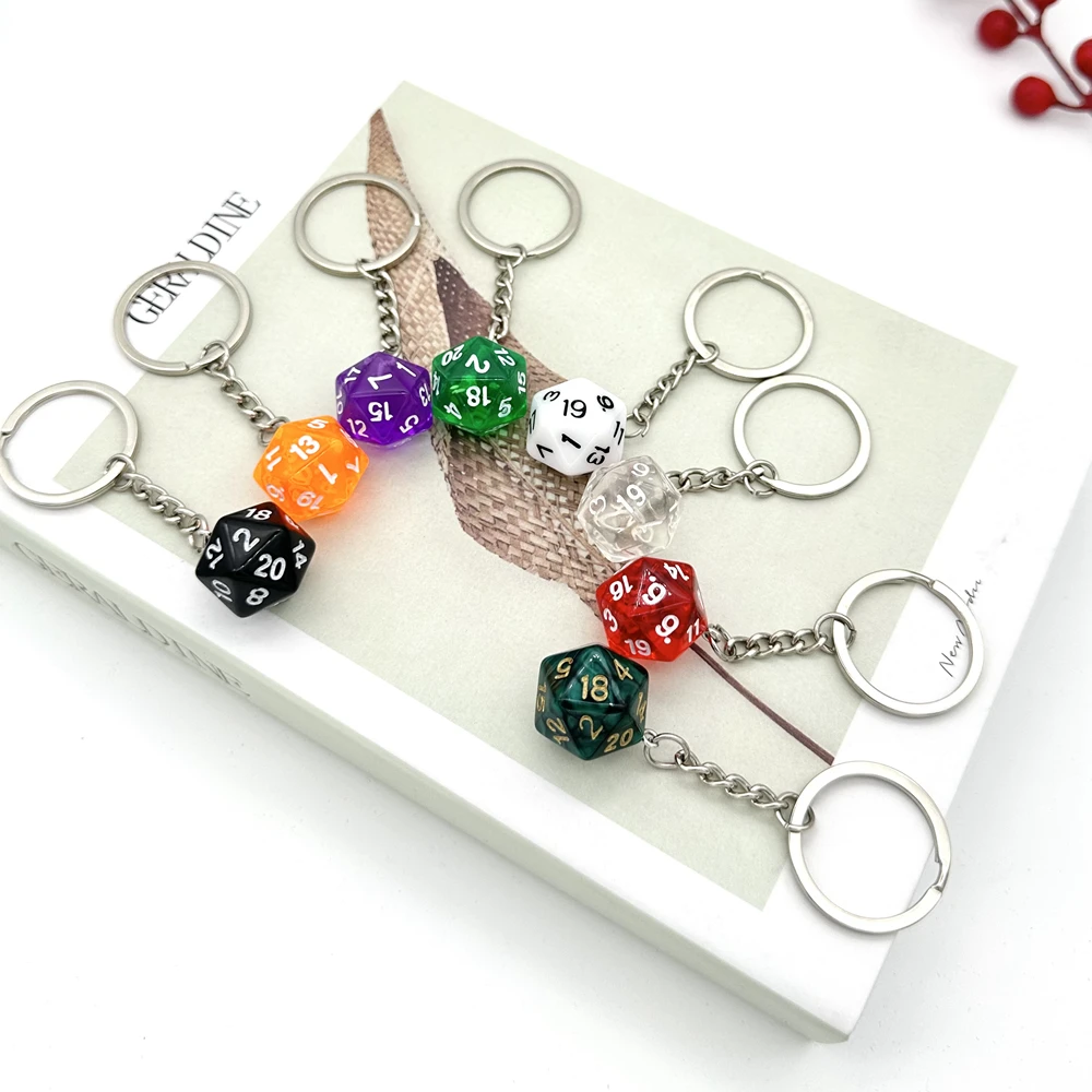 DnD D20 Resin Dice Charm Keychain Handmade RPG Game Dungeons and