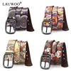 LAUWOO Women Belt Luxury Brand Genuine leather belt for men fashion printed belts  for women Retro Unisex Casual Jeans Belts