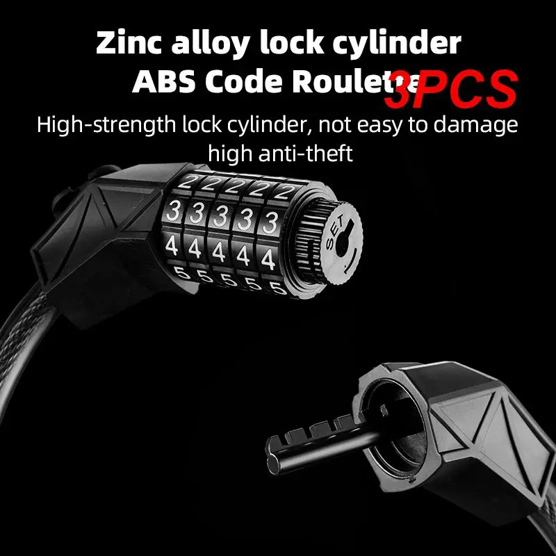 

3PCS Digit Password Lock Universal MTB Road Bike Fixed Anti-Theft Steel Wire Cable Locks Motorcycle Electric Safety