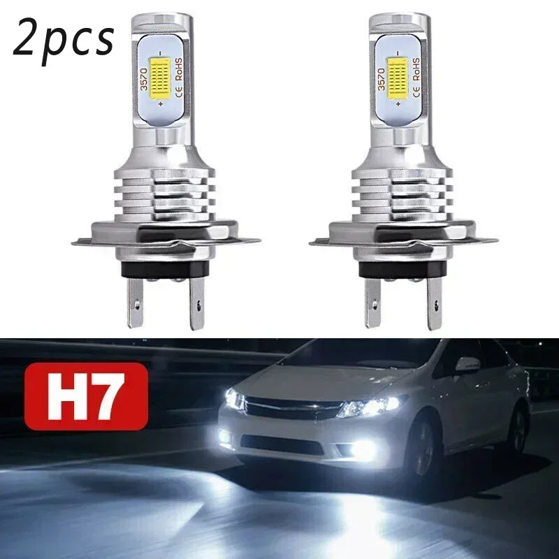 LED Headlight Bulbs Car Headlight Bulbs 2pc H7 LED Car Headlight Bulb DC12-24V Xenon White Daytime Running Lights High Low Beam 55W 8000LM 6000K Super Bright
