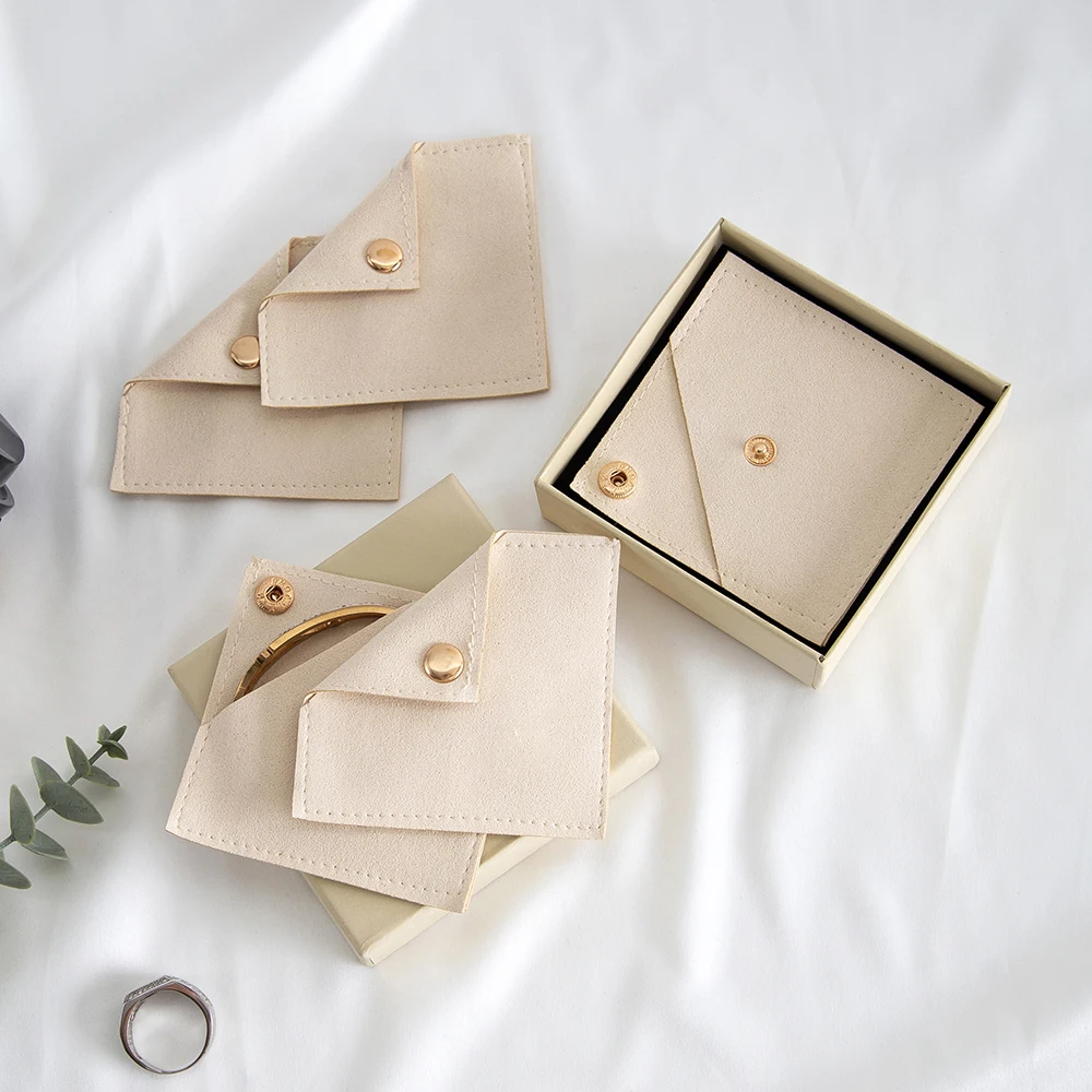 Elegant Suede Microfiber Jewelry Pouch with Button Closure
