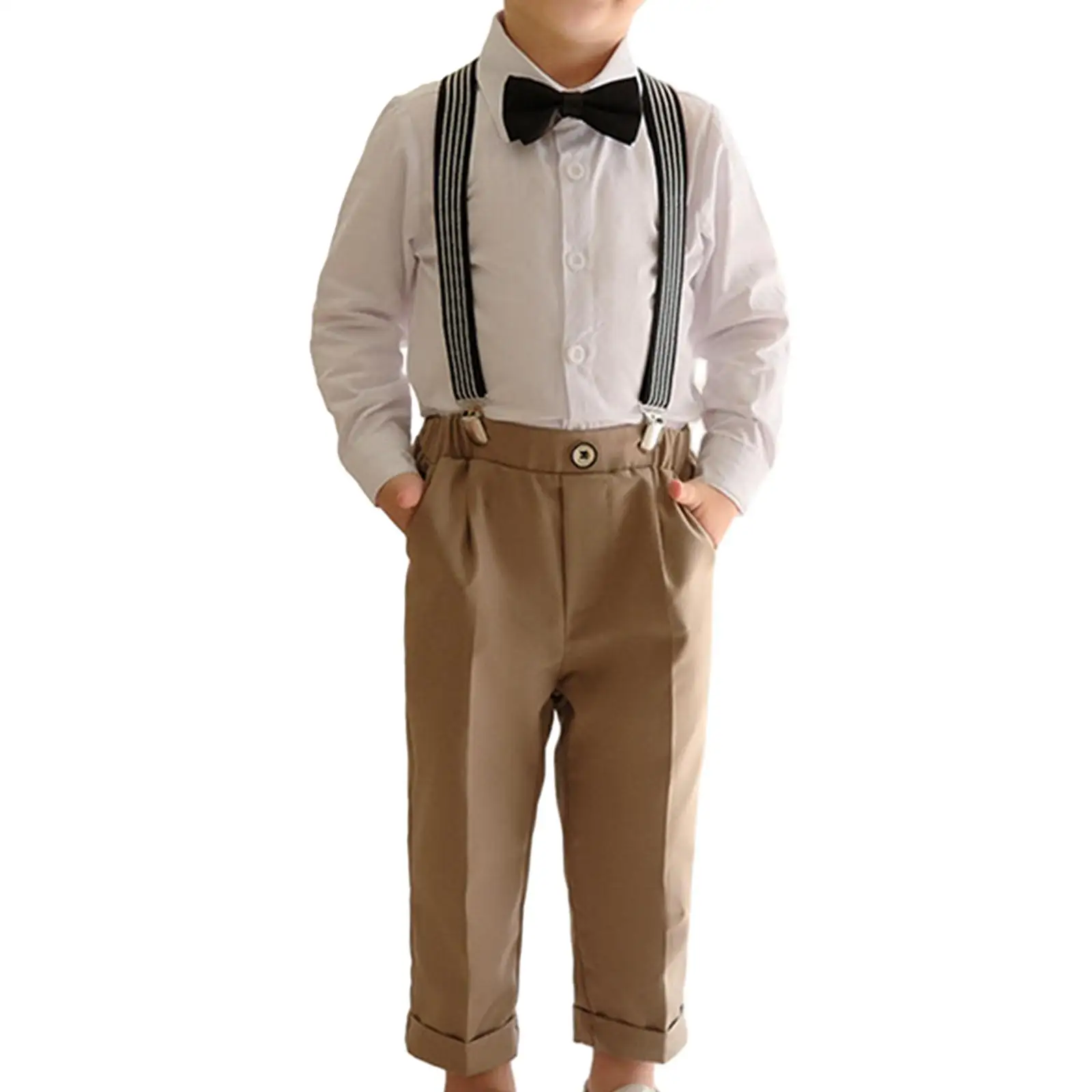 

Boys Gentleman Outfit with Bowtie Long Sleeve Shirt Formal Wear Formal Suit for Dinner Hosting Formal Event Christening Birthday