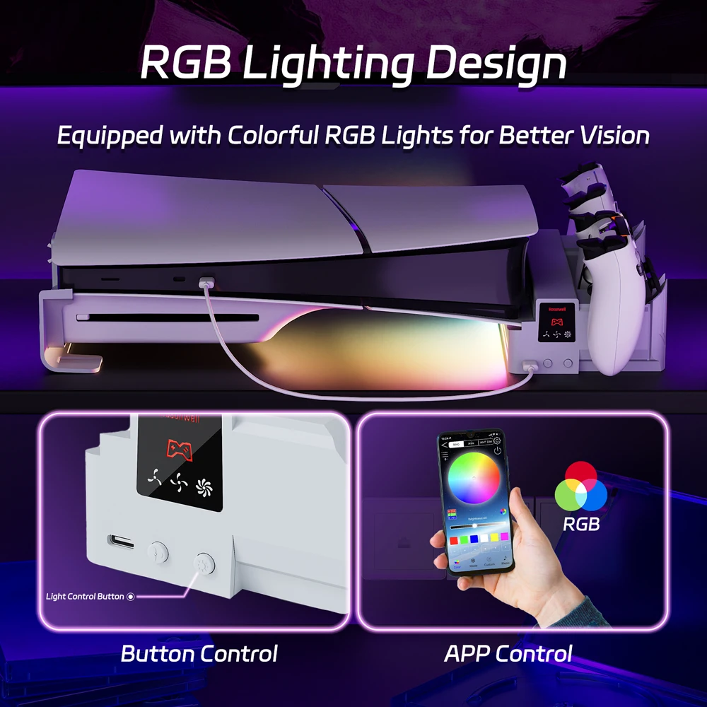 Tuodes Multifunctional Cooling Stand with RGB Lights and Controller Charging Station