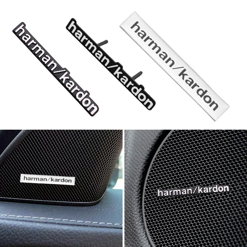 Car 3D Alluminio Harman Kardon Logo Emblem Speaker Audio Decorare Sticker Styling Decalcomanie Per Bmw X7 5 Land Rover Range Rover Benz