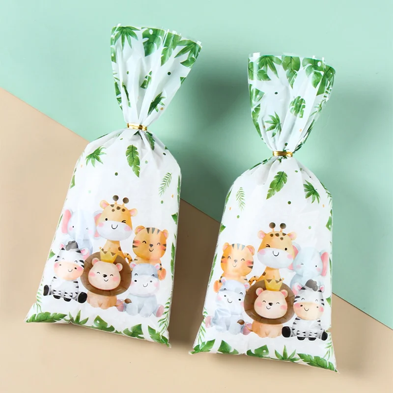 Jungle Animals Candy Gift Bags Biscuit Packing Bag Wild One Safari Gift Bag Birthday Party Decoration Kids Supplies Baby Shower