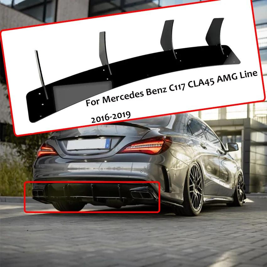

2016-2019 для Mercedes Benz C117 CLA45 AMG Line 4 ласты диффузор для заднего бампера автомобиля задние боковые разветвители спойлер защита для губ