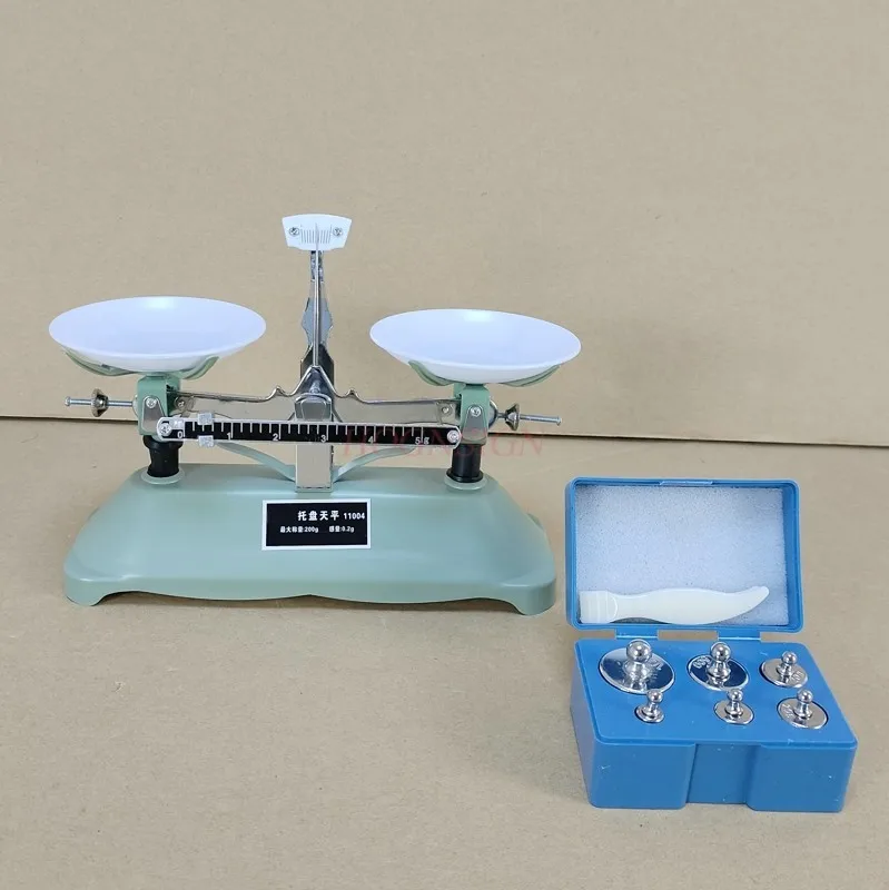 Physics Experimental Equipment Mechanical Tray Balance Scale with Weights 200g/0.2g