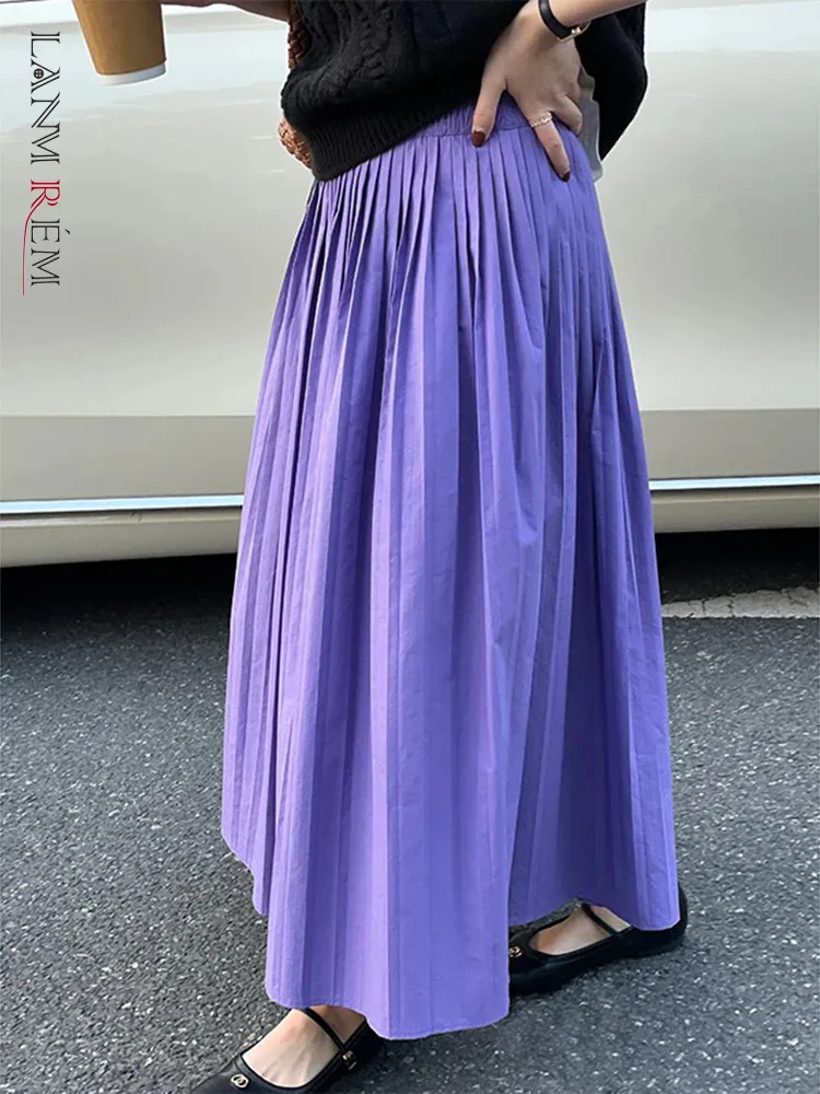 

Женская плиссированная юбка LANMREM, Однотонная юбка средней длины с высокой талией, универсальная Весенняя Новинка 2024, 2AA4997