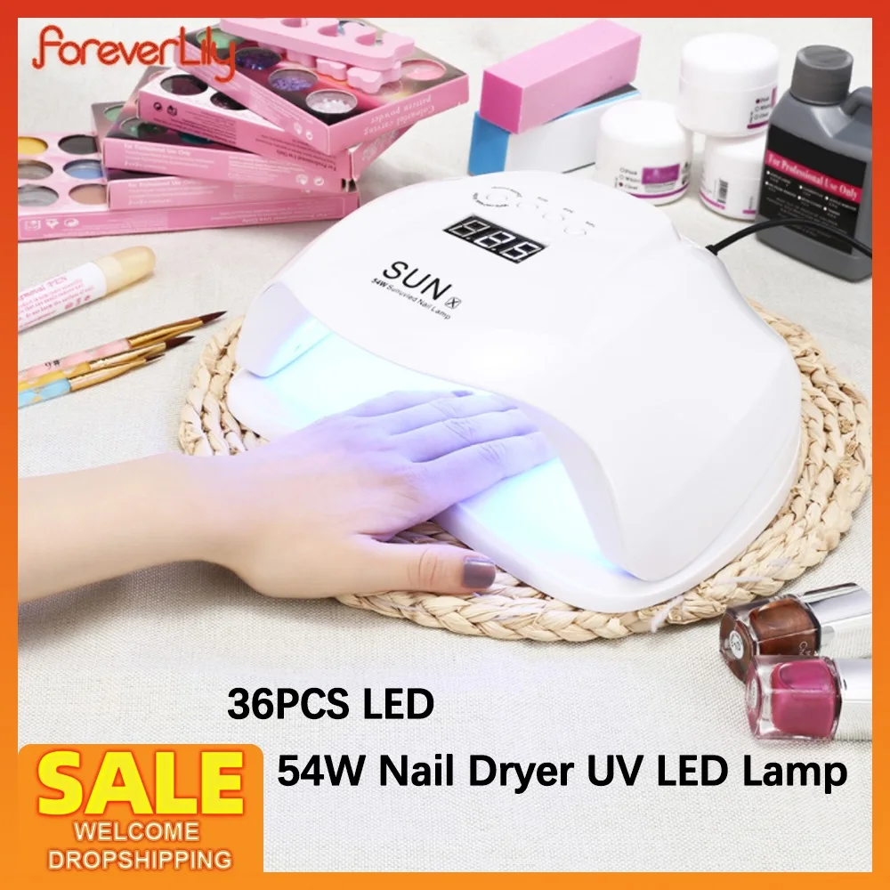 

54 Вт УФ светодиодная лампа для сушки ногтей фототерапия ногтей гель лак отверждающая лампа профессиональный маникюр педикюр машина