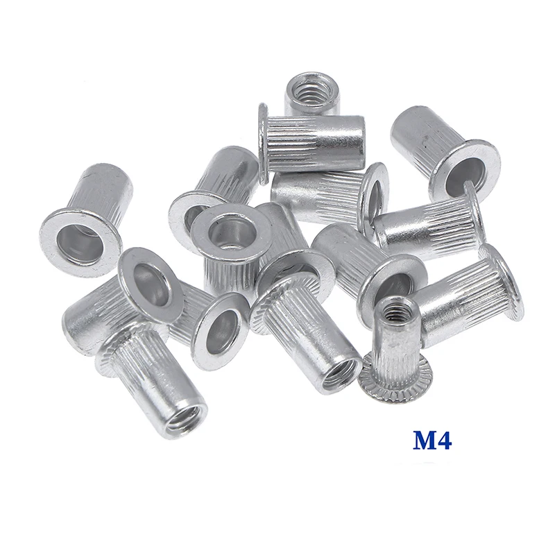 50/20pcs M3 M4 M5 M6 M8 M10 Aluminum Alloy Rivet Nuts Flat Head Threaded Insert Rivet Nuts Set Nutsert Cap Nut Rivnut