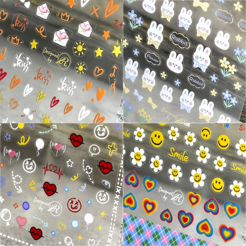 

Thin Tough 1643 Hot Adhesive Cute Nail Stickers Japanese Stickers Nail Stickers Rabbit Flower