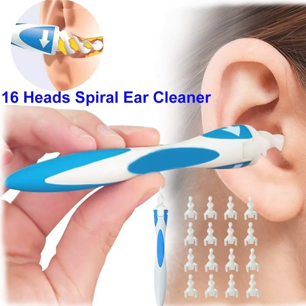 Spiral Ear Oil Remover Portable Soft Ear Oil Remover for Adults And Children Wax Cleaning Tool 16 Head Wax Cleaning Tool