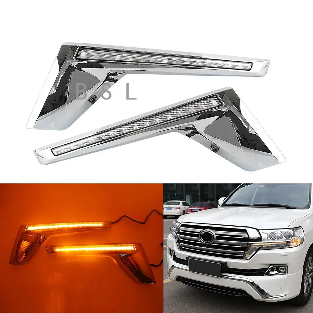 

Желтая фонарь для указателя поворота для Toyota Land Cruiser FJ200 LC200 2016-2020, Хромированная передняя решетка радиатора